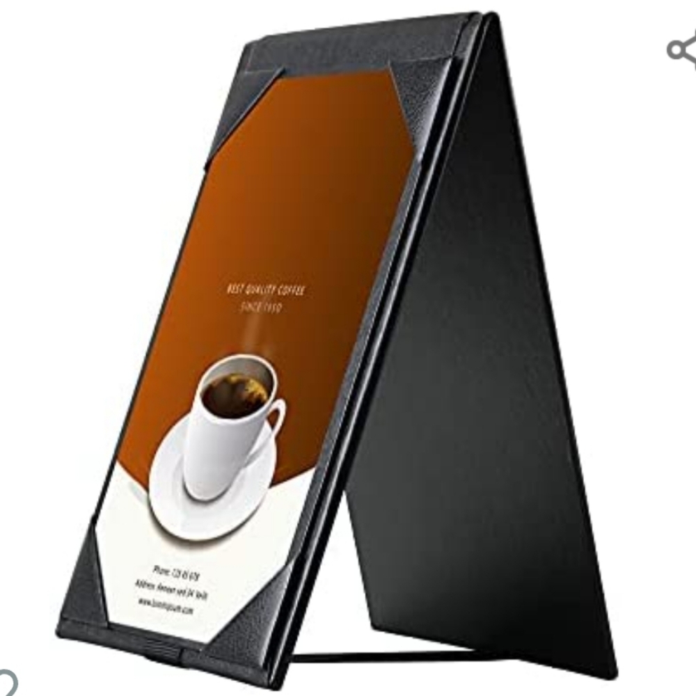 Set of 10 Leather Table Tent/Menu Holder 4x6